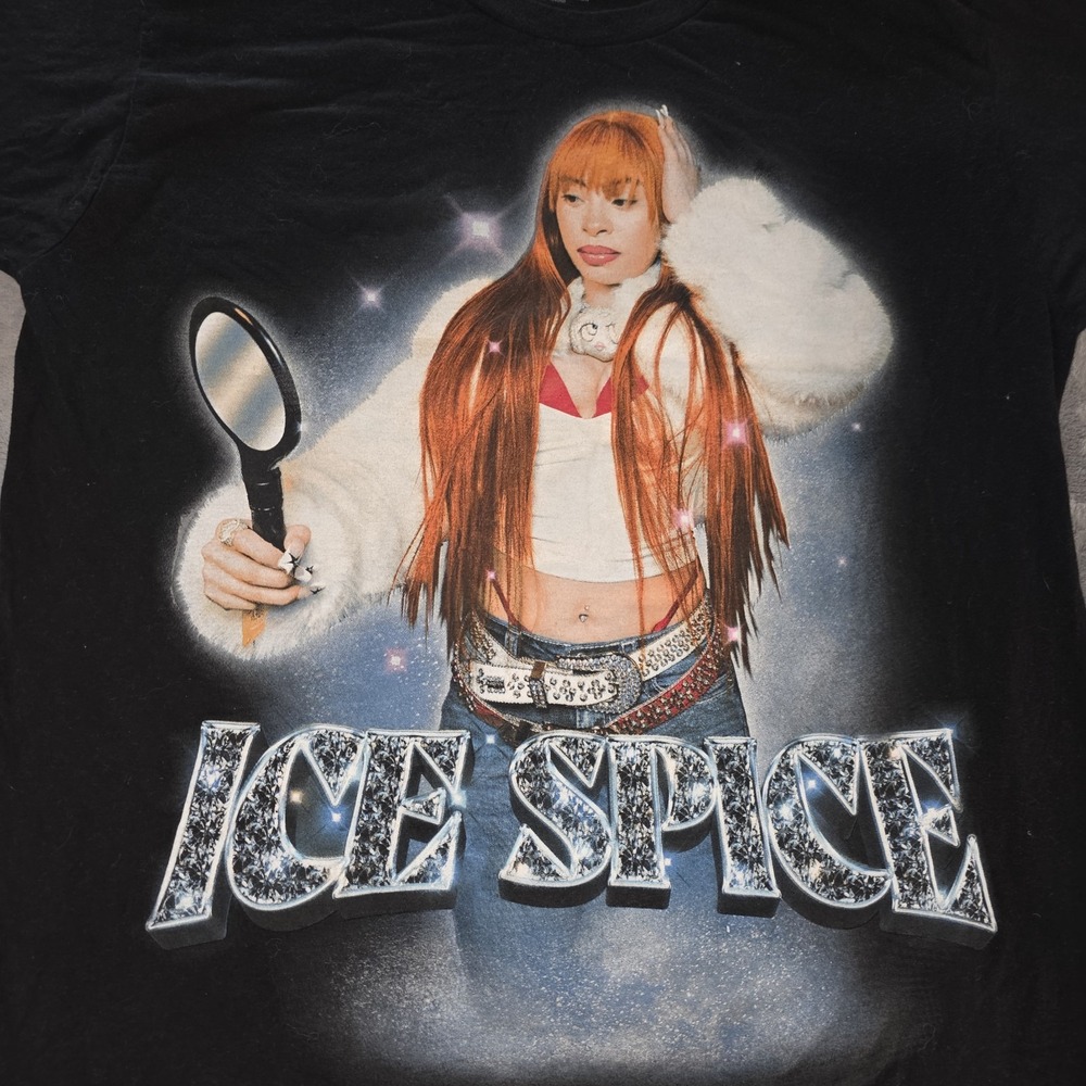 Ice Spice‎ Mirror Portrait T Shirt Black Tee Large Short Sleeve